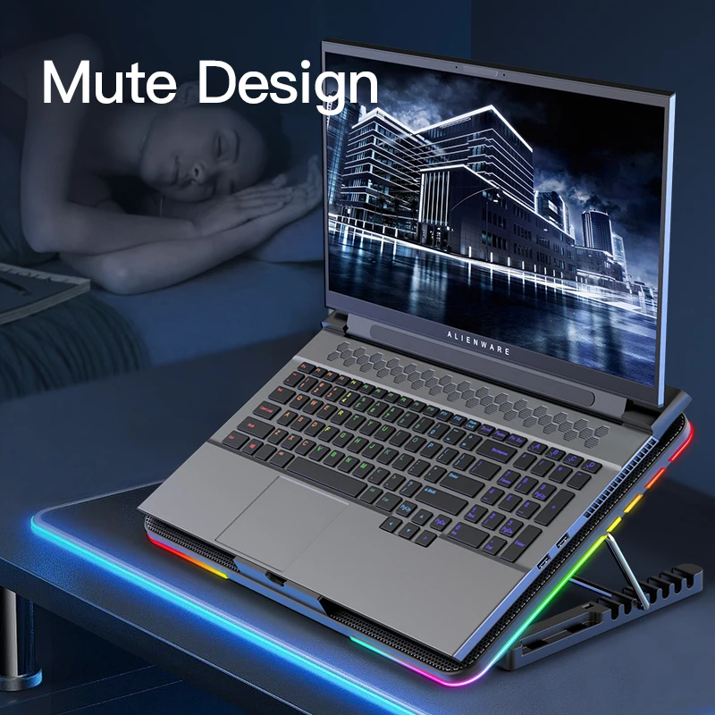 Coolcold-iluminação Rgb para Jogos Almofada para Resfriamento de Ventiladores Tela de Led 1215.6 Polegadas com Suporte para Celular - Imagem 3
