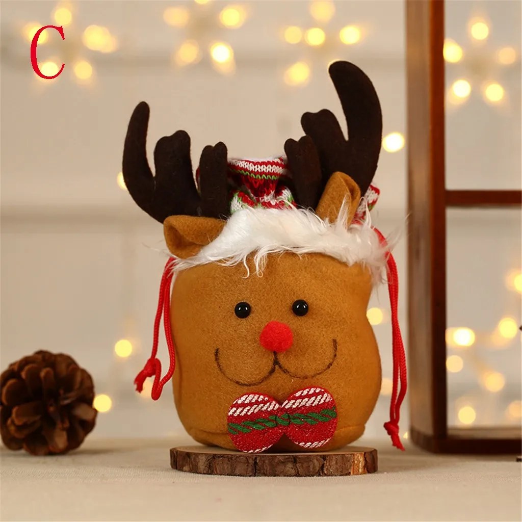 Santa Claus Christmas Snowman Elk Storage Bag Stockings Mini Candy Gift Bag Christmas Tree Decorations Christmas Ornaments