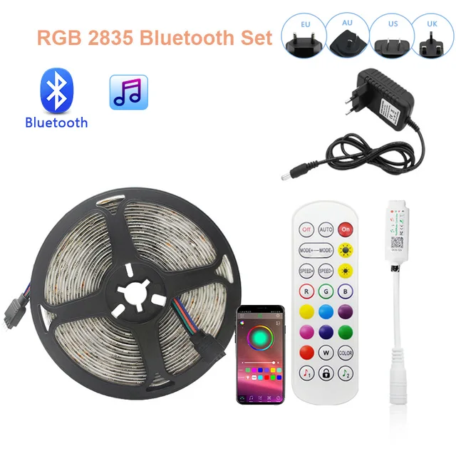 LED Strip Light RGB 5050 2835 Flexible Ribbon WiFi Bluetooth 12V led strip 20M 5M 10M 15M Waterproof Tape Diode+Control+Adapter RGB 2835 Bluetooth