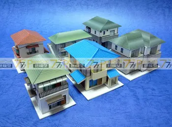 

6pcs 1: 150 1: 100 Japanese Architectural Scene 13 Residential Villas Paper Model Railway 3D Paper Model Children Adults Toys