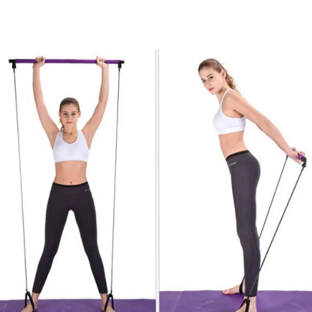 

Gym Portable Pilates Bar Stick with Resistance Band for Fitness Sports Body Workout Exercise Adjustable Yoga Training Equipment