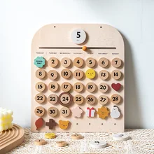 Calendrier jouets en bois pour enfants, pendentif de bureau pour mémo, outils cognitifs d'apprentissage précoce, jouets pour bébés, chambre d'enfants, cadeaux nordiques
