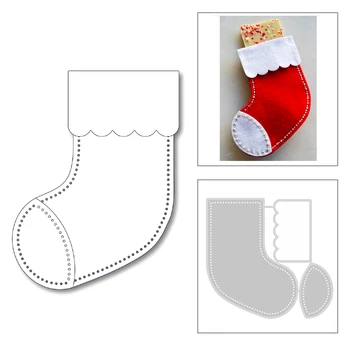 

2020 New Christmas Sock Edge Sewing Thread Embossing Metal Cutting Dies For DIY Making Greeting Card Paper Scrapbooking No Stamp
