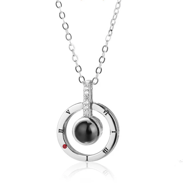 silver 2 Love You на ста языках ожерелье воспоминания о романтической любви пользовательский кулон ожерелье дамы подарок на день Святого Валентина - Окраска металла: silver 2