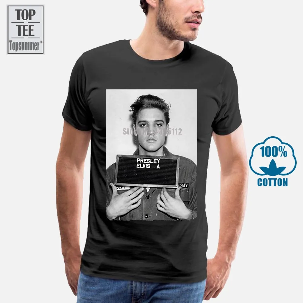 Аутентичная футболка с рисунком Elvis Presley Mug Shot Arrested Jail Photo мужская белая хлопковая