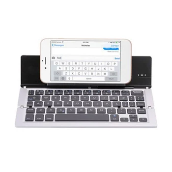 

59 Key Aluminum Alloy Bluetooth Ultra Slim Wireless Folding USB Keyboard Universal Ergonomic X Architecture Bracket Rechargeable