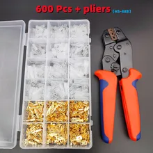 600pcs butt crimping terminal electrical butt connector wire and cable splicing terminal kit plug plug-in2.8mm cold press+pliers