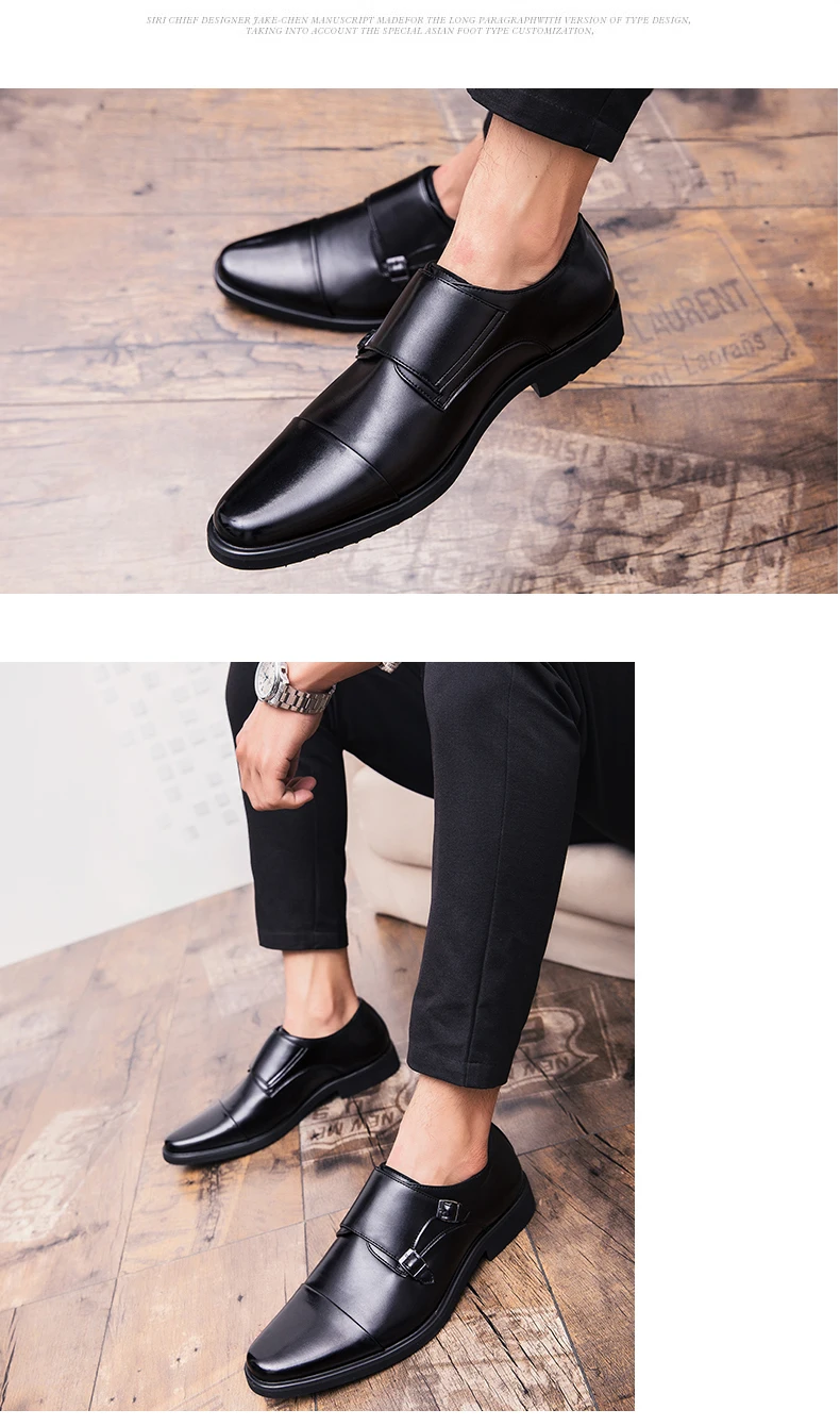 Мужские Двойные мужские ботинки с декоративной застежкой; мужские классические модельные туфли из Оксфордской кожи с острым носком; повседневные удобные лоферы разных цветов