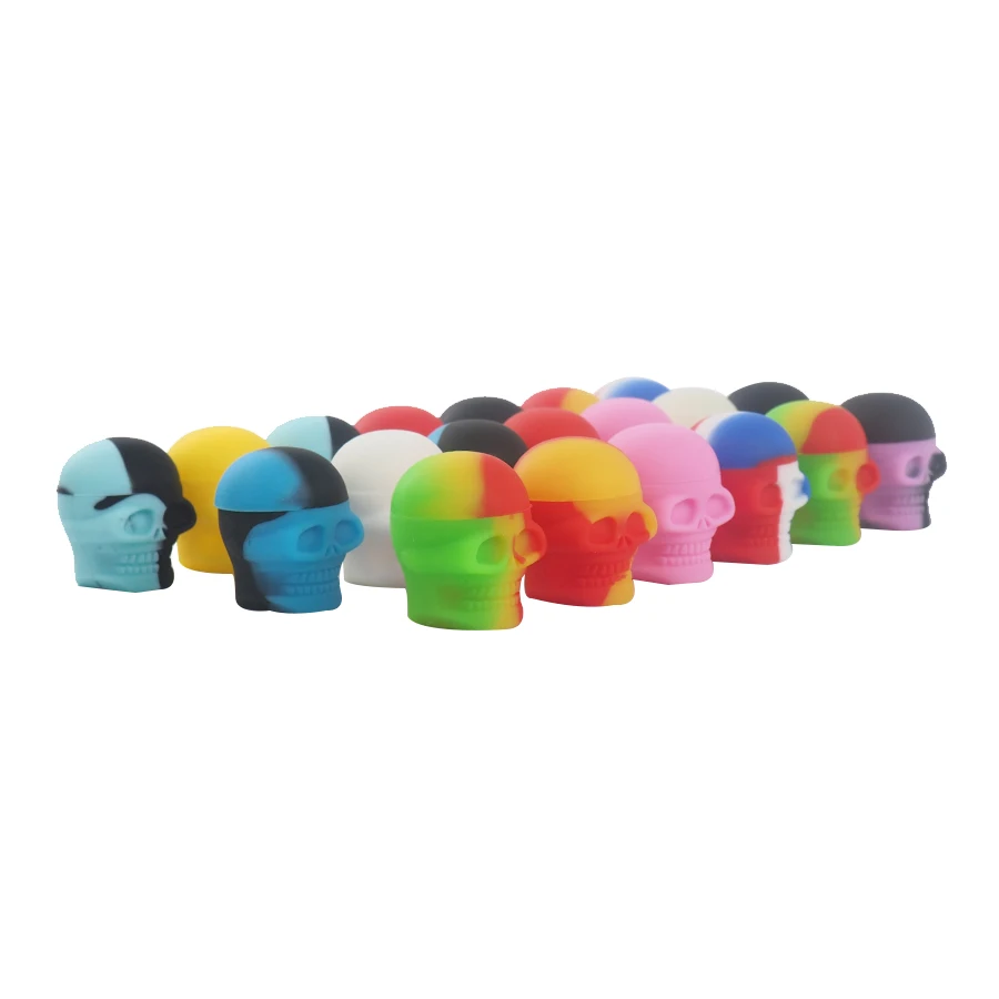 

10pcs 3ml silicone concentrate container jar skull shape silicone wax container oil wax dab jars non-stick dab storage tank