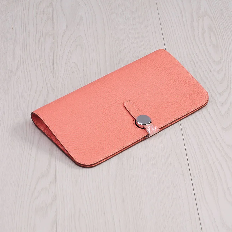 Роскошный женский кошелек из натуральной кожи, модные дизайнерские кошельки, известный бренд, Дамский кошелек из воловьей кожи, сумки для денег, 11 цветов - Цвет: Pink