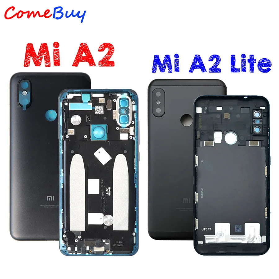 Задняя крышка аккумулятора для Xiaomi Mi A2 чехол задней панели Lite + сменная кнопка