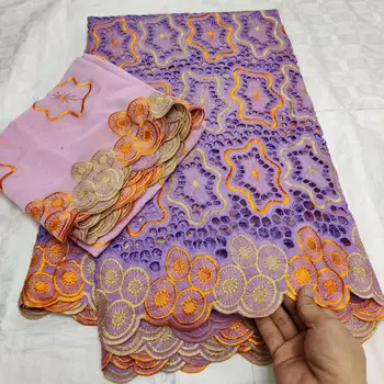 

2019 New Design 100%Cotton Lace Swiss Voile Lace in Switzerland Nigerian Lace Fabric African Wedding Dress Material 5+2YARDS