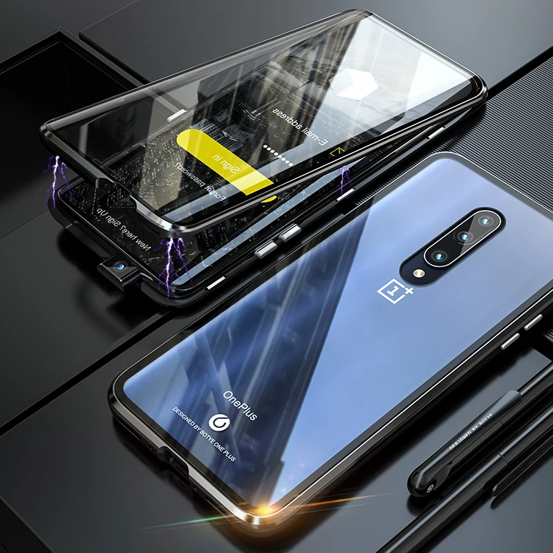 Полный корпус защитный чехол для телефона Oneplus 7 Pro Чехол Магнитный чехол для One Plus 7 Pro Чехол передняя+ Задняя стеклянная крышка