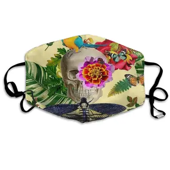 

Premium Dust Mask-Washable Breathable Mouth Face Mask-Adjustable Ear Loop for Kids Women Men Tropical Butterfly Flower Skull