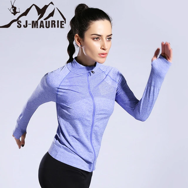 Женские куртки на молнии для бега, Женская Спортивная одежда для йоги, фитнеса, спортзала, топы, толстовка, одежда, женские куртки, пальто - Цвет: light blue