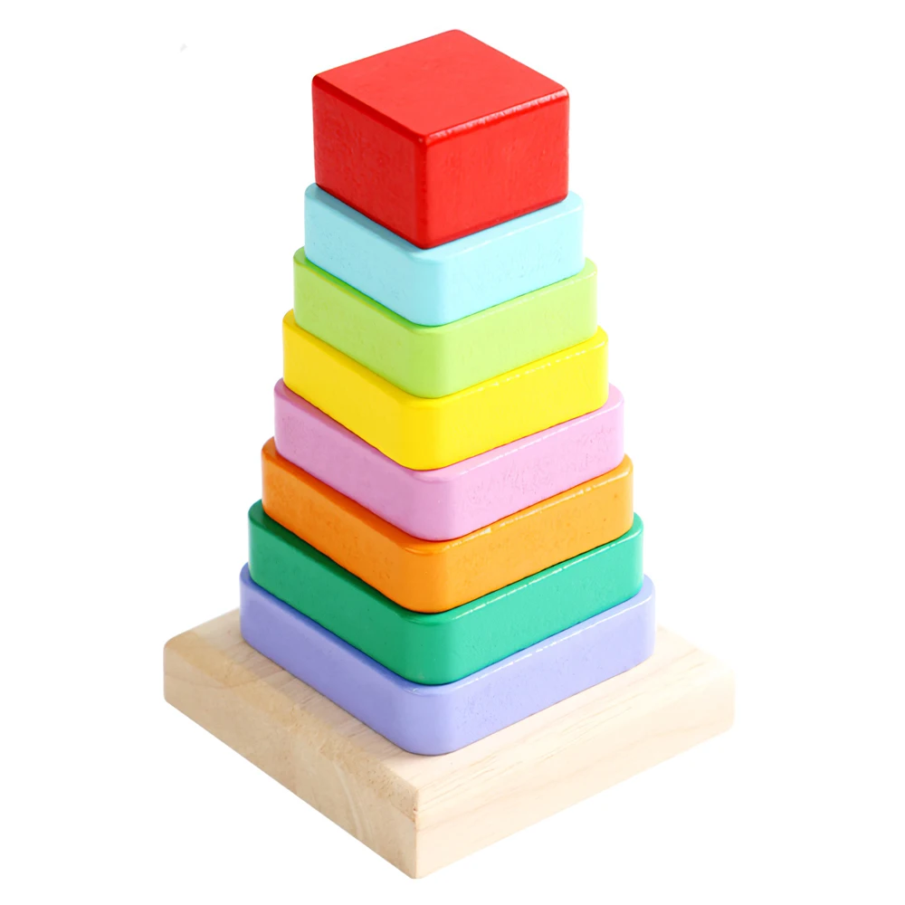 Torre De Hanoi De Madera Con Bloques Apilables Arcoíris – Rompecabezas Educativo Para Mayores De 3 Años