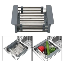 Adjustable Dish Drying Rack Washing Vegetable Drainer Fruit Drain Basket For Sink Stainless Steel Kitchen Organizer Accessories