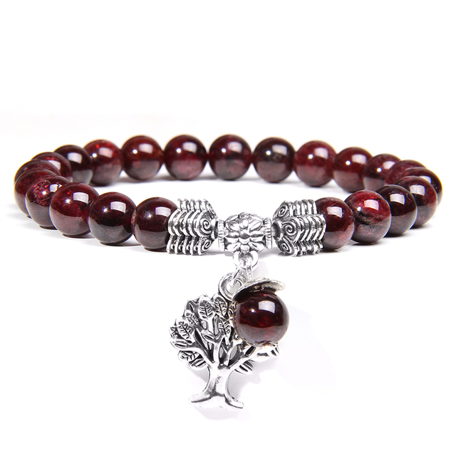 Bracelets Men Charm Natural Tiger Eye Gem Stone Tree of Life Bracelets Reiki Healing Energy Mala Yoga Bracelet Jewelry