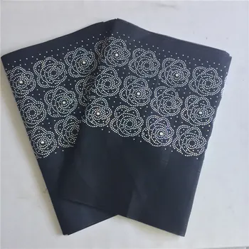 

Black African Aso Oke Gele Headtie Nigeria Wrapper with Stones Beads Head Tie for Party African Headtie 2pieces/bag 30