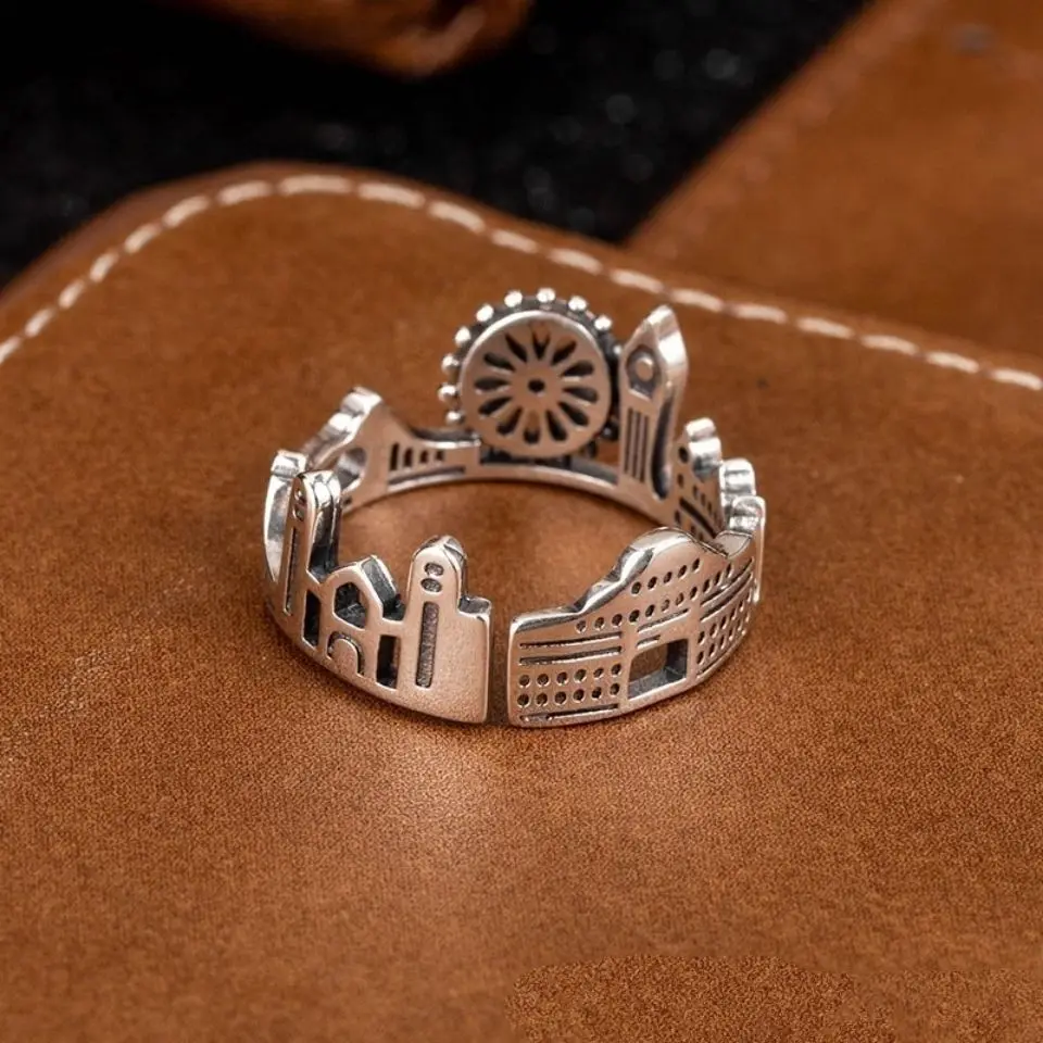 2021 New Creative Urban Retro Style Ring London City Finger Ring British Building Rings for Women Cocktail Holiday Gift Fashion