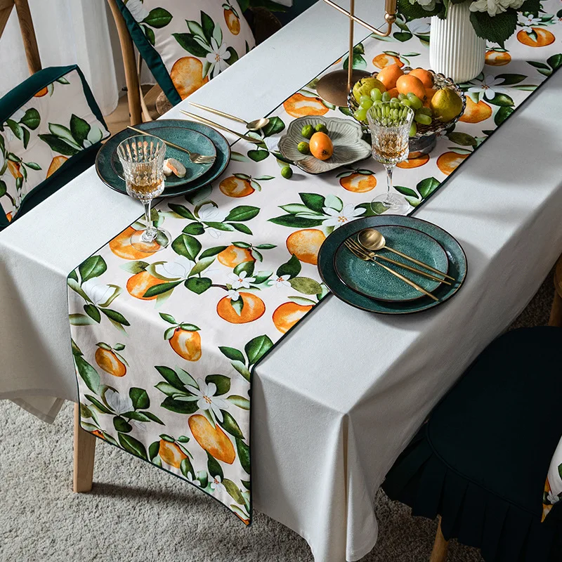 

Free Shipping Orange Table Runner and Mats Decor Caminho De Mesa Hogar Tafelloper for Party Cotton Masa Kosucu Tisch Laufer