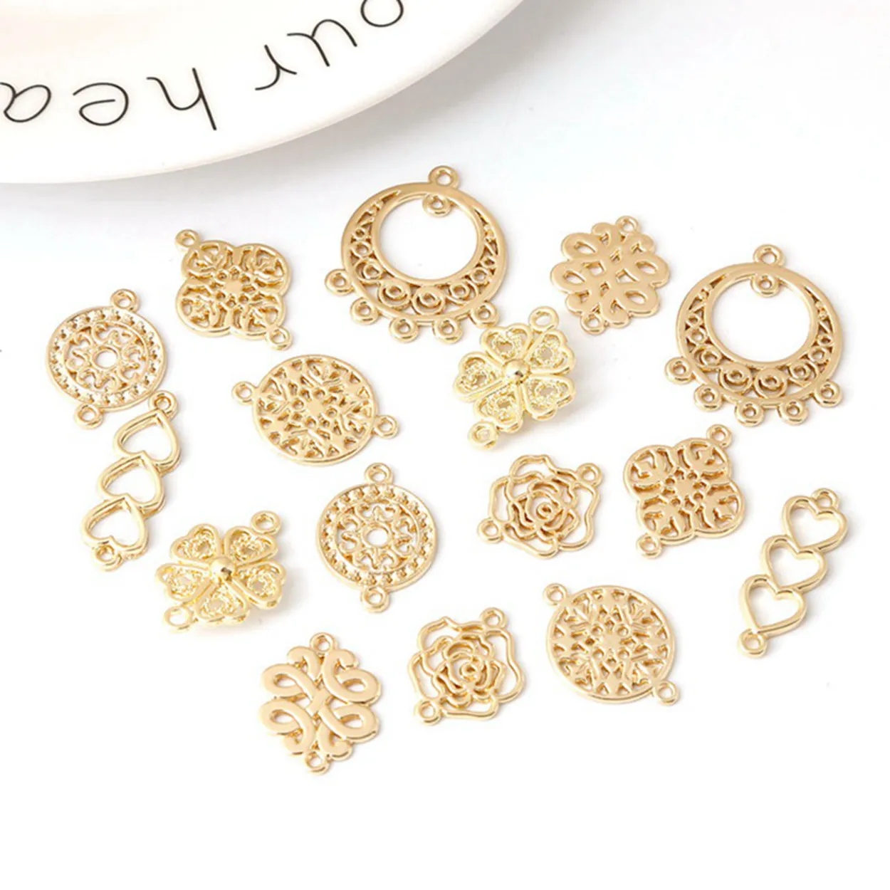 

Light Gold Color Metal Earring Chandelier Connectors Bails Wholesale Lot for Jewelry Making DIY Dangle Earring Findings