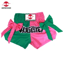 Muay Thai-pantalones cortos con pajarita para mujer, Shorts profesionales de Kickboxing, dos tonos, Bowknot, ropa de entrenamiento para juego de Boxeo Femenino