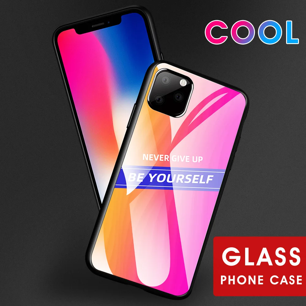 Для IPhone XS MAX XR i8 i8 Plus i7 i6 i6s i6 Plus никогда не оставляйте закаленное стекло ударопрочный задний градиентный цветной бампер