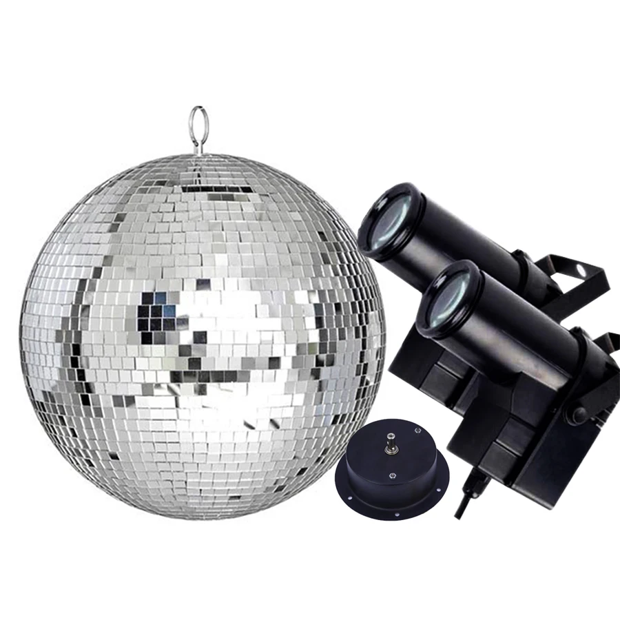 Thrisdar Dia25CM 30CM Disco Mirror Ball Complete Party Kit With 10W RGB LED Pinspot Lamps and Motor KTV Wedding Disco Ball Light