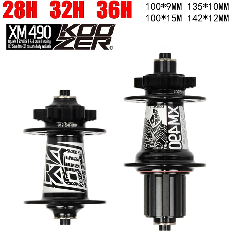 

Koozer XM490 MTB Hubs Mountain Bike Disc Brake Hub 4 Bearing Rear 10*135mm QR100*15 12*142mm Thru 28/32/36 Holes Bicycle Hub