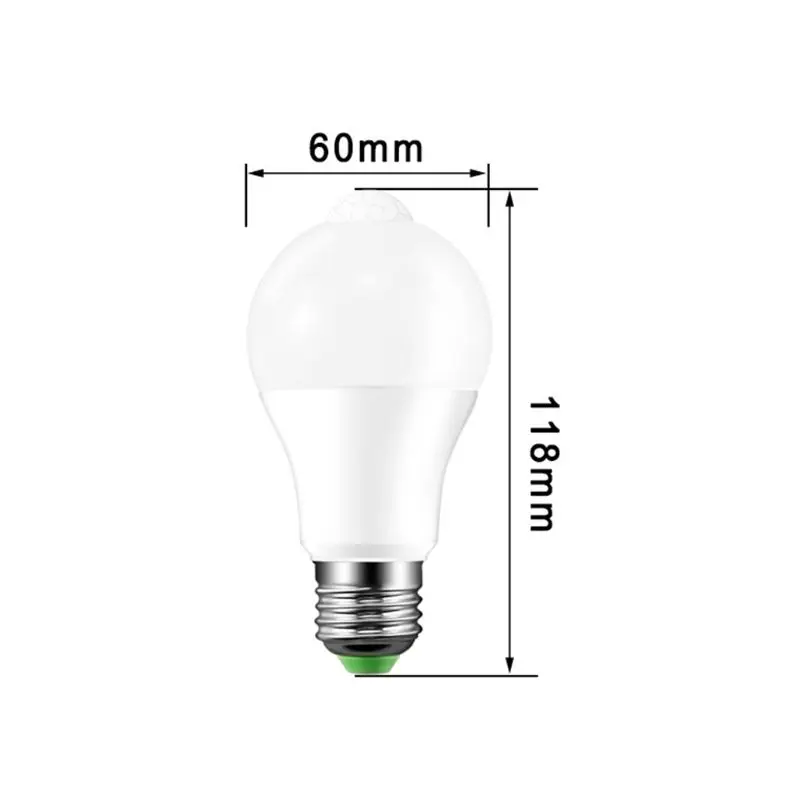 E27 LED PIR Motion Sensor Lamp 10W 85-265V Dusk to Dawn Night Light Bulb Home