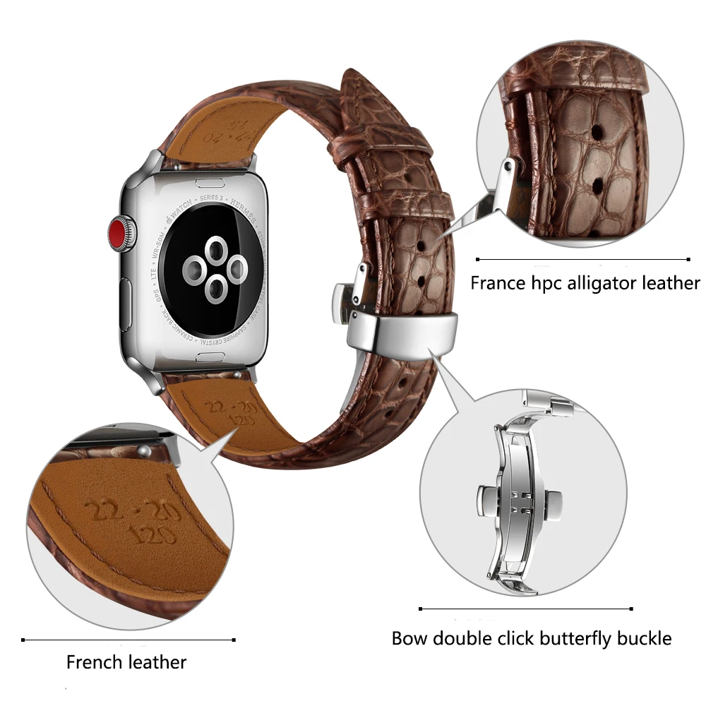 Круговые линии крокодил натуральная кожа ремешок для Apple Watch 38, 42 мм, версия наручных часов iwatch, ремешок наручные часы, аксессуары