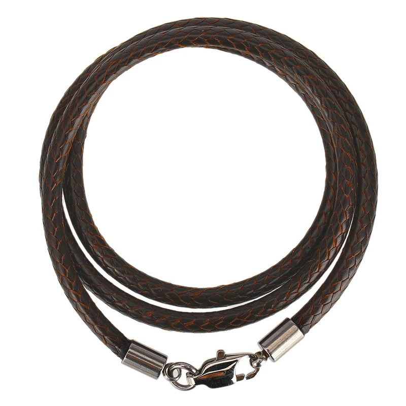 

1.5mm 2mm 3mm Leather Cord Necklace Chain Round Waxed Rope With Stainless Steel Lobster Clasp Connector 40cm 45cm 50cm
