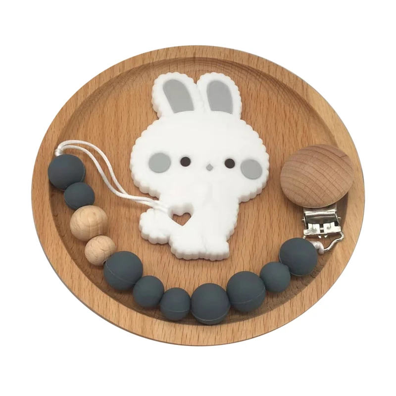teether and chain Детские Прорезыватели, соски, зажимы, цепь, кролик, прорезыватель, силикон для жевания, грызунов, прорезыватель из бисера, BPA бесплатно, пустышка, клипсы, игрушки, силиконовые бусины - Цвет: teether and chain