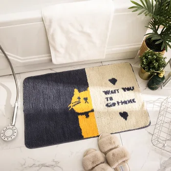 

Cartoon Doormat Flannel Fabric Cat Home Decoration Door Mat Non-slip Floor Mat For Bedroom Kitchen Bathroom Balcony
