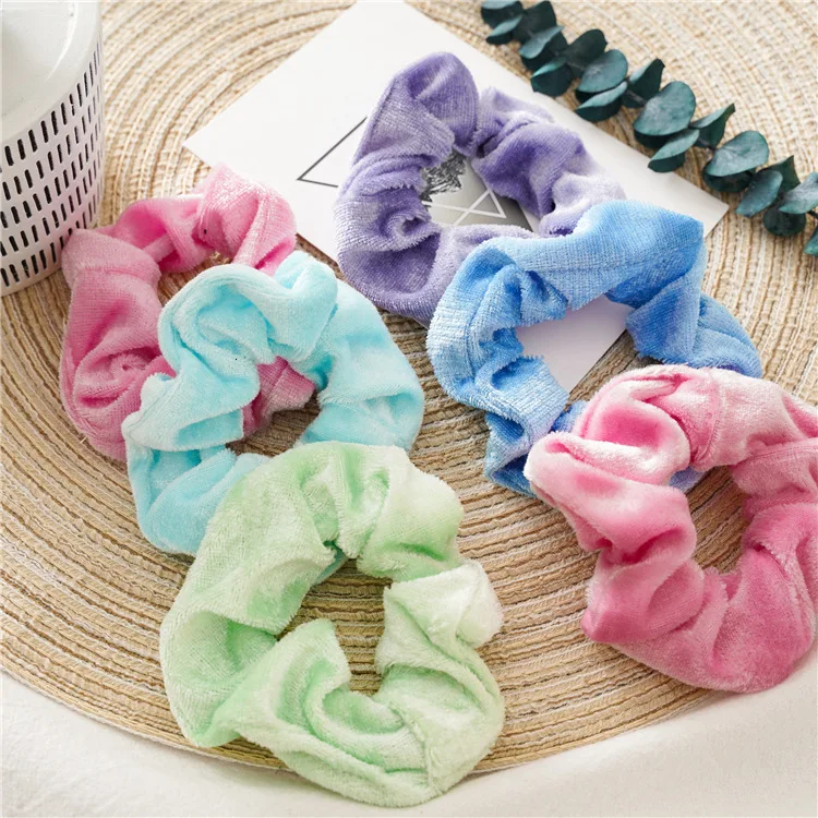 12 PCS Candy Color Hair Scrunchies Stretchy Velvet Scrunchie Pack Women Elastic Hair Bands Girl Headwear Solid Rubber Hair Ties