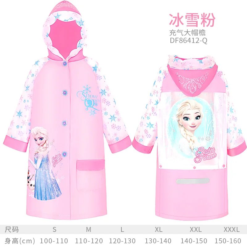 Disney Children's Raincoat Student Girl with Schoolbag Bit Raincoat Baby Kid Cartoon Waterproof Large Size Poncho Rain Gear Gift