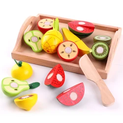 Ensemble de jouets de cuisine en plastique et bois, panier de fruits et légumes coupés, maison de jeu, jouets de Simulation, éducation précoce, cadeaux pour filles 