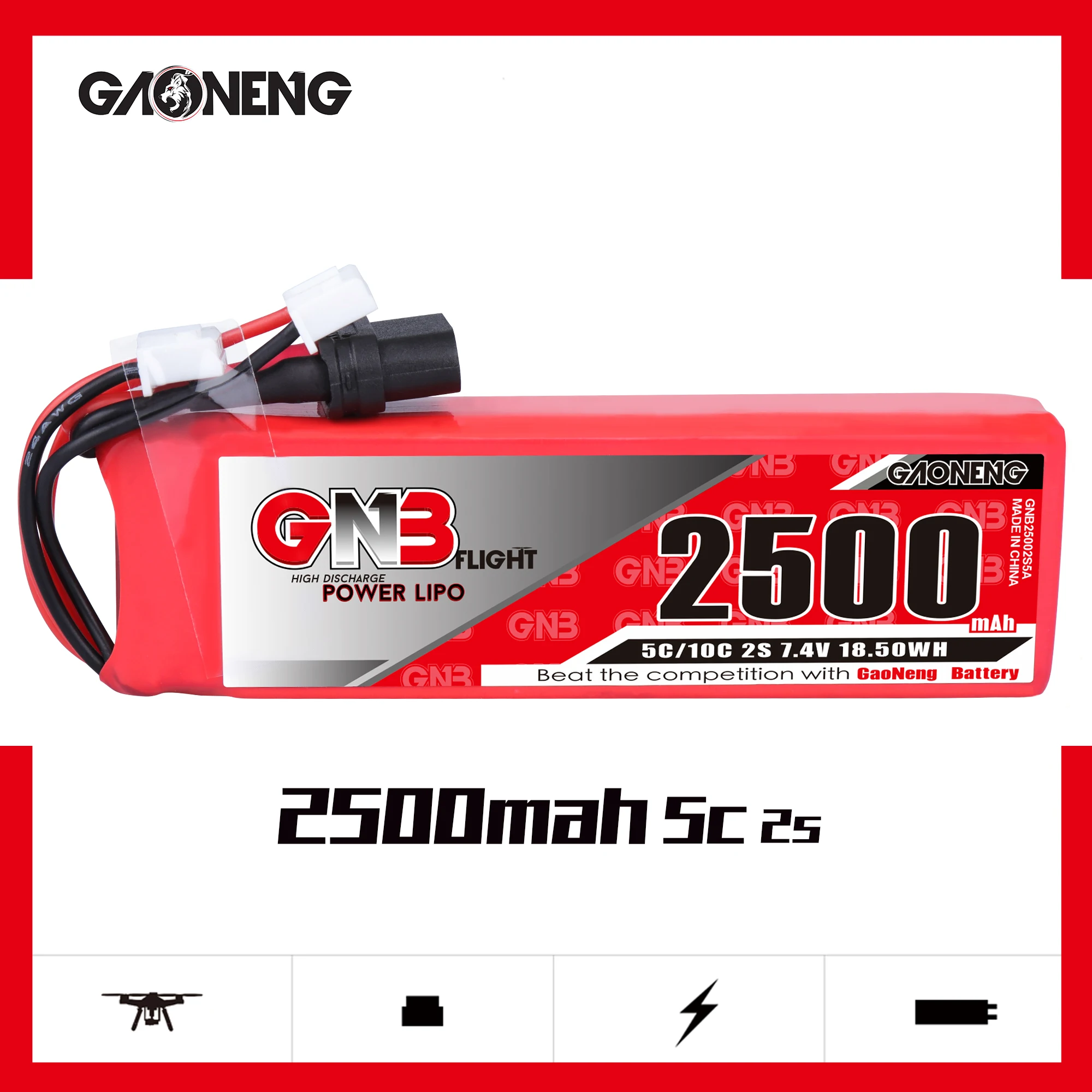 Литий-полимерный аккумулятор Gaoneng GNB 2500 мАч 2S1P 7 4 В 5C/10C с разъемом XT60 для Frsky Taranis