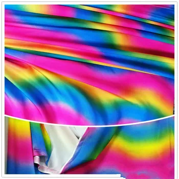 

1.5m Width Gradient rainbow-colored printed spandex bottom Cloth Fabric For Swimwear Dancing Dress high quality DIY Cloth Fabric