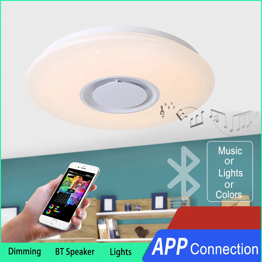 RGB светодиодный потолочный светильник с Bluetooth динамиком и регулируемой