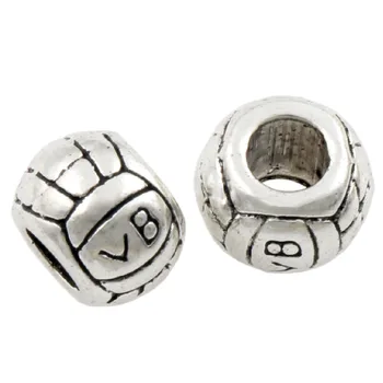 

79pcs Volleyball Ball Sports Big Hole Beads 11x11x8mm zinc alloy Spacers Fit European Charm Bracelets Jewelry DIY L1296