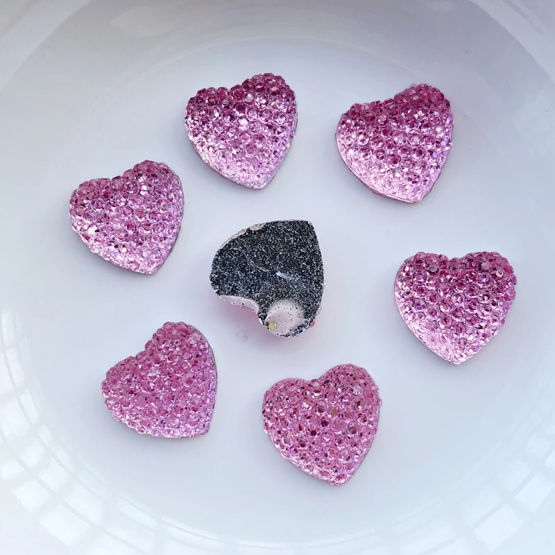 40pcs/ Unique Pink heart-shaped beads Flat back Craft Scrapbook Decorative DIY Fit Hair Clips Embellishments Beads C881