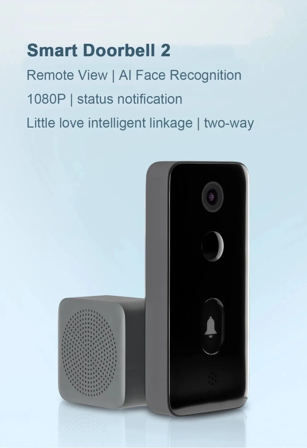 Xiaomi Mijia Smart Video Doorbell 2 AI Face Identification Infrared Night Vision Two-Way Intercom Motion Detection SMS Push 139 ° HD Large Wide-Angle (1)