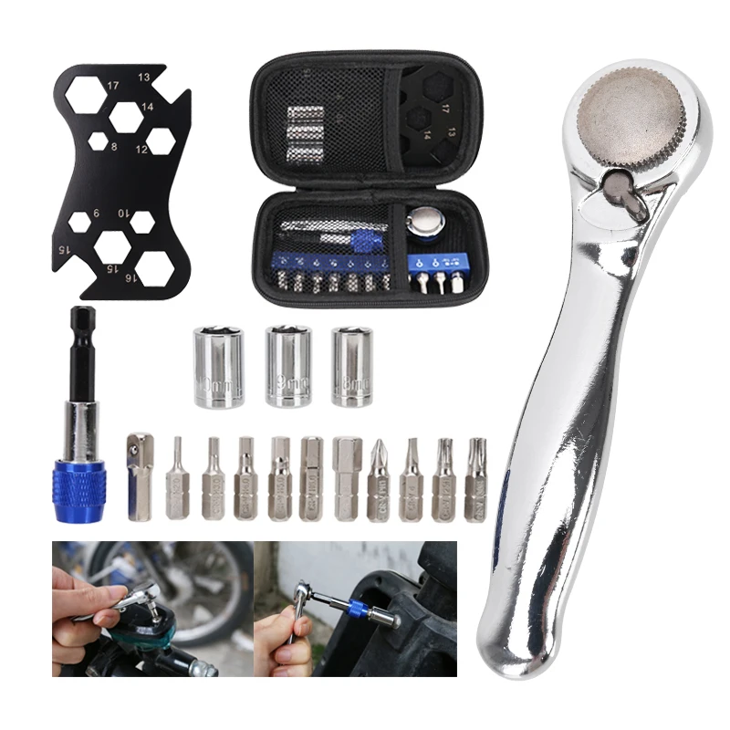 

Bike Mini Wrench Hand Tool Set Ratchet Bike Wrench Screwdriver Kit Durable Bicycle Maintenance Cycling Accessories Repair Tools