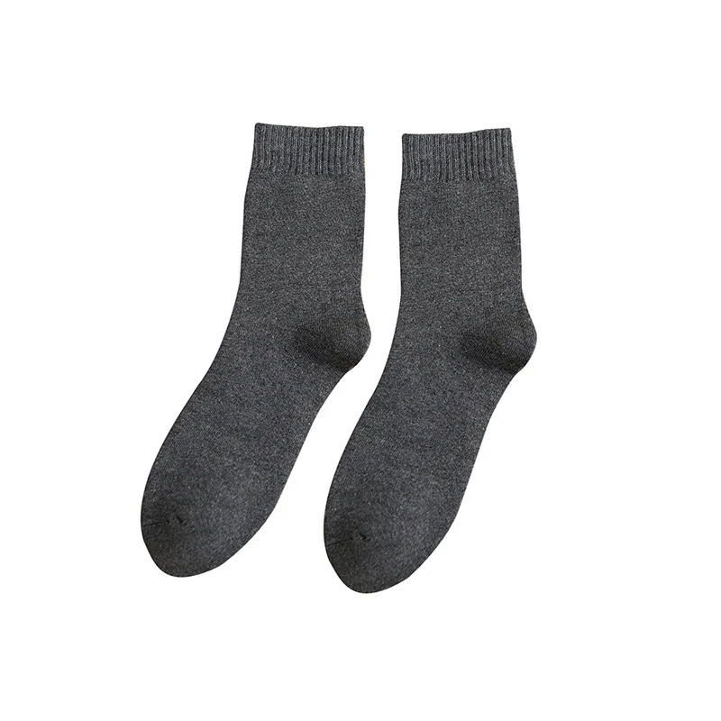 Dark Gray 5 пар мужских Хлопковых Носков средней длины, одноцветные мужские теплые махровые носки, мужские зимние теплые носки, одноцветные - Цвет: Dark Gray