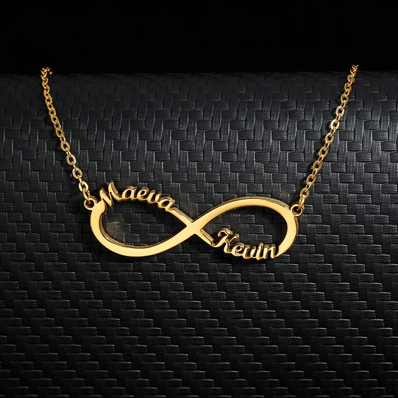 Personalized Custom Name Infinite Necklace Collares Bijoux Customized Nameplate Gold Color Necklaces For Women Bridesmaid Gift gas bijoux sea mimosa 100