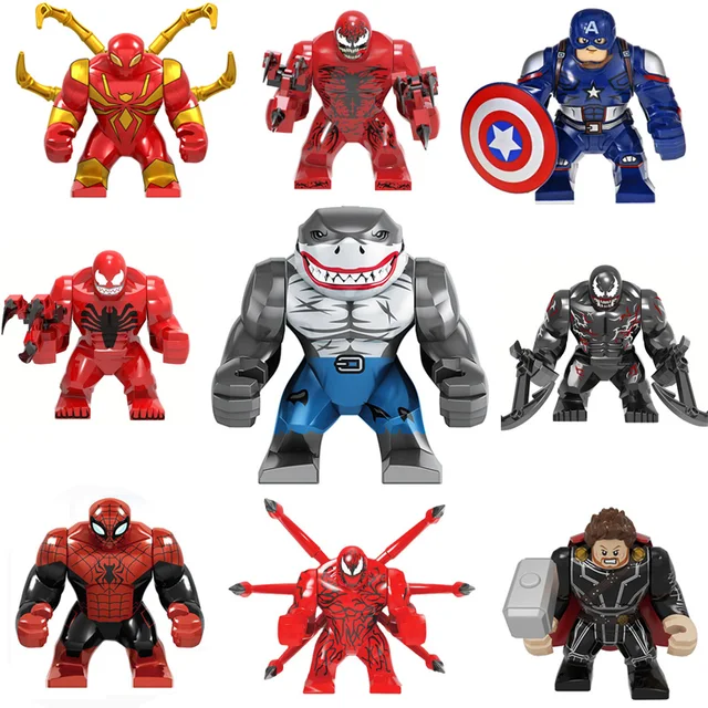 New Avengers Hulk Spiderman Iron Anime Figure Venom 2 Wolverine Super Heroes Building Blocks Toys For Children Boy Girls Gift 1