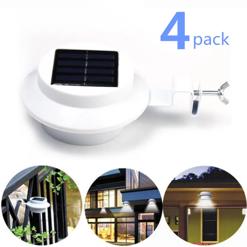 

4pcs Solar Wall Light 4 LED Solar Powered Gutter Light Outdoor Home Garden Yard Wall Fence Pathway Lamp Night Light