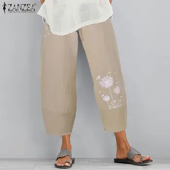 

2020 Summer Floral Printed Long Trousers ZANZEA Casual Elastic Waist Wide Leg Pants Women Harem Pants Pantalon Female Streetwear
